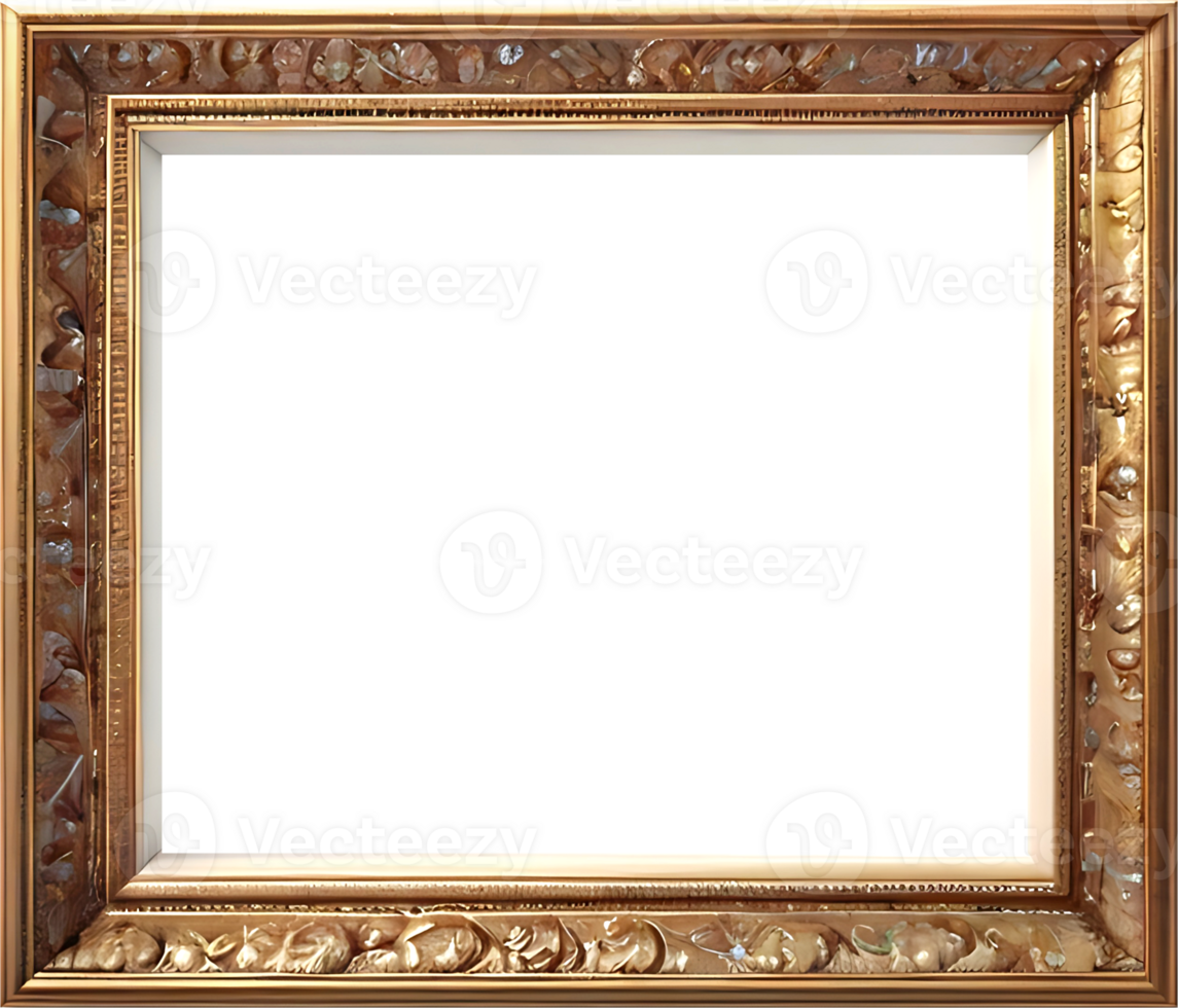 AI generated gold frame with a transparent background png