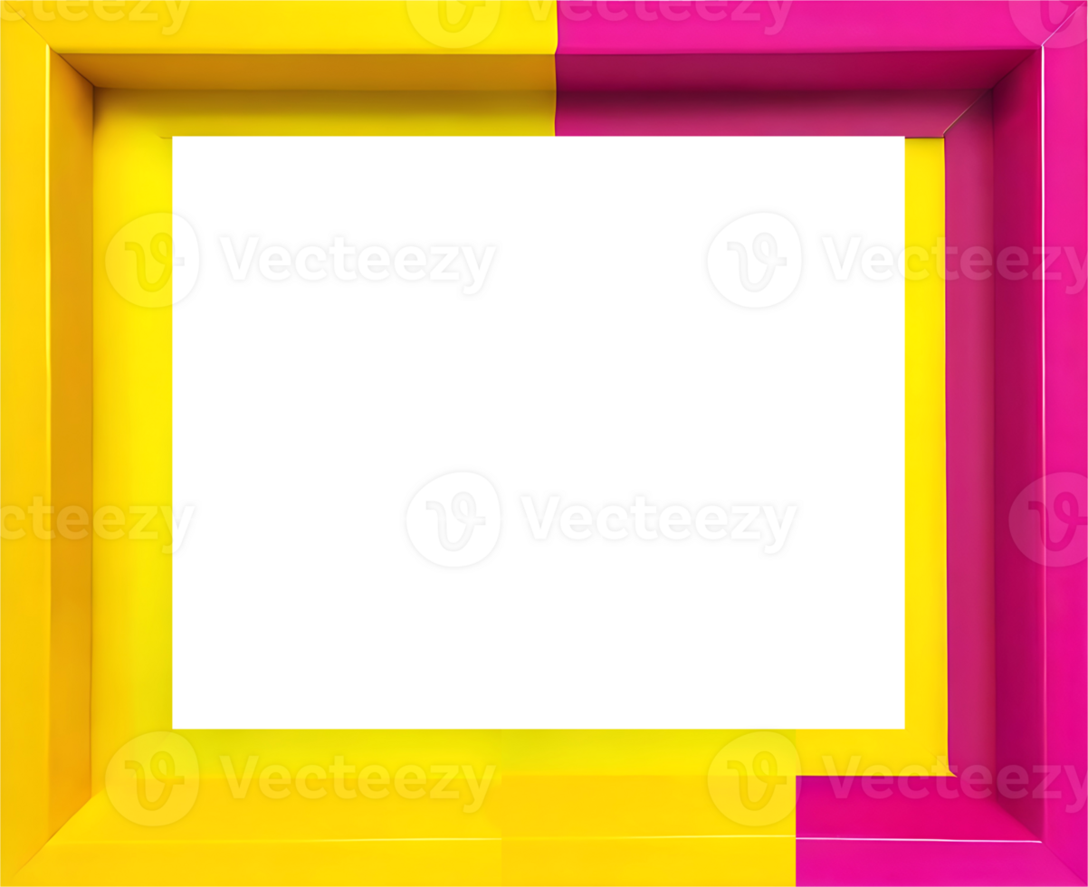 AI generated a yellow and pink square frame with a transparent background png