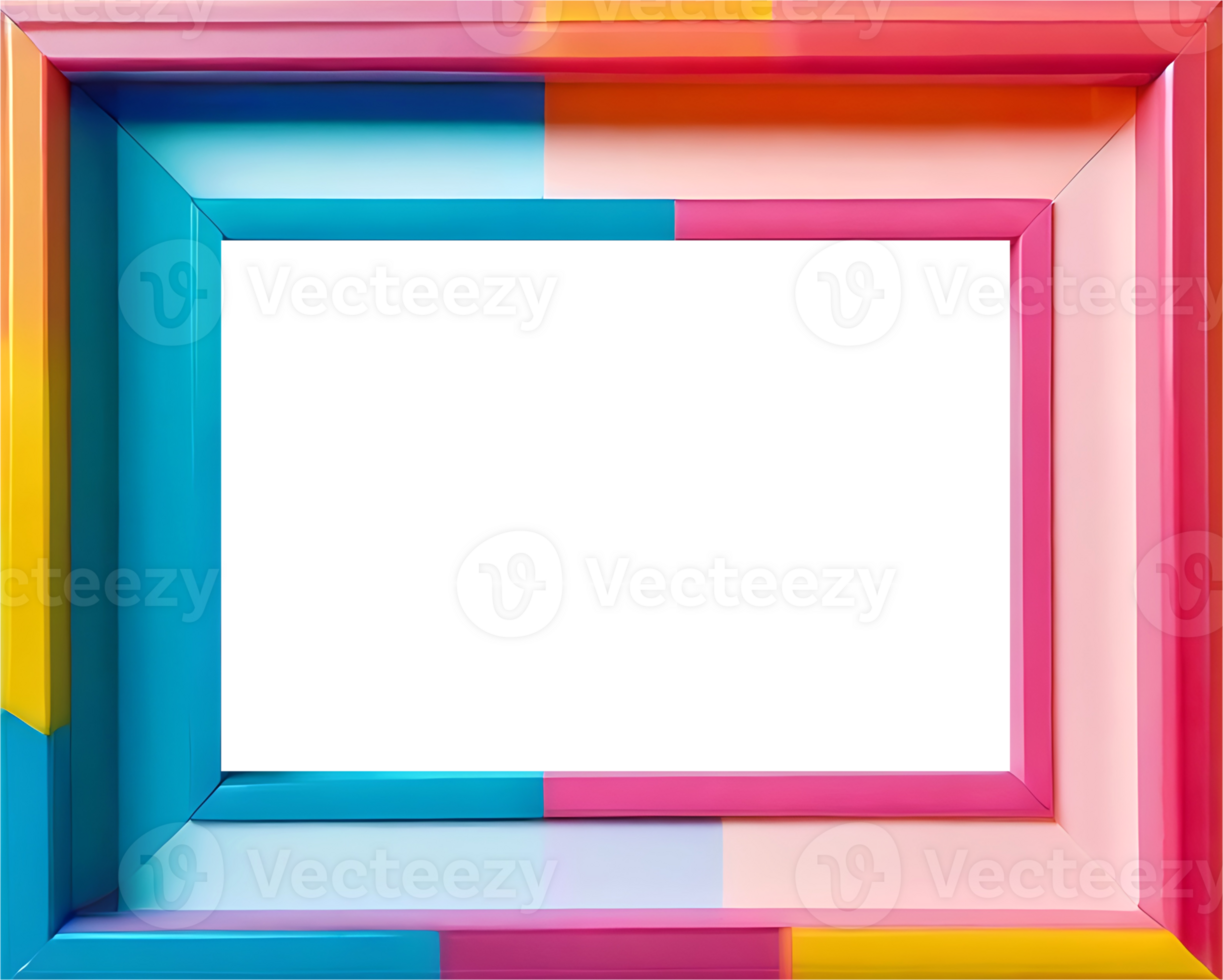 AI generated colorful picture frame with transparent background png