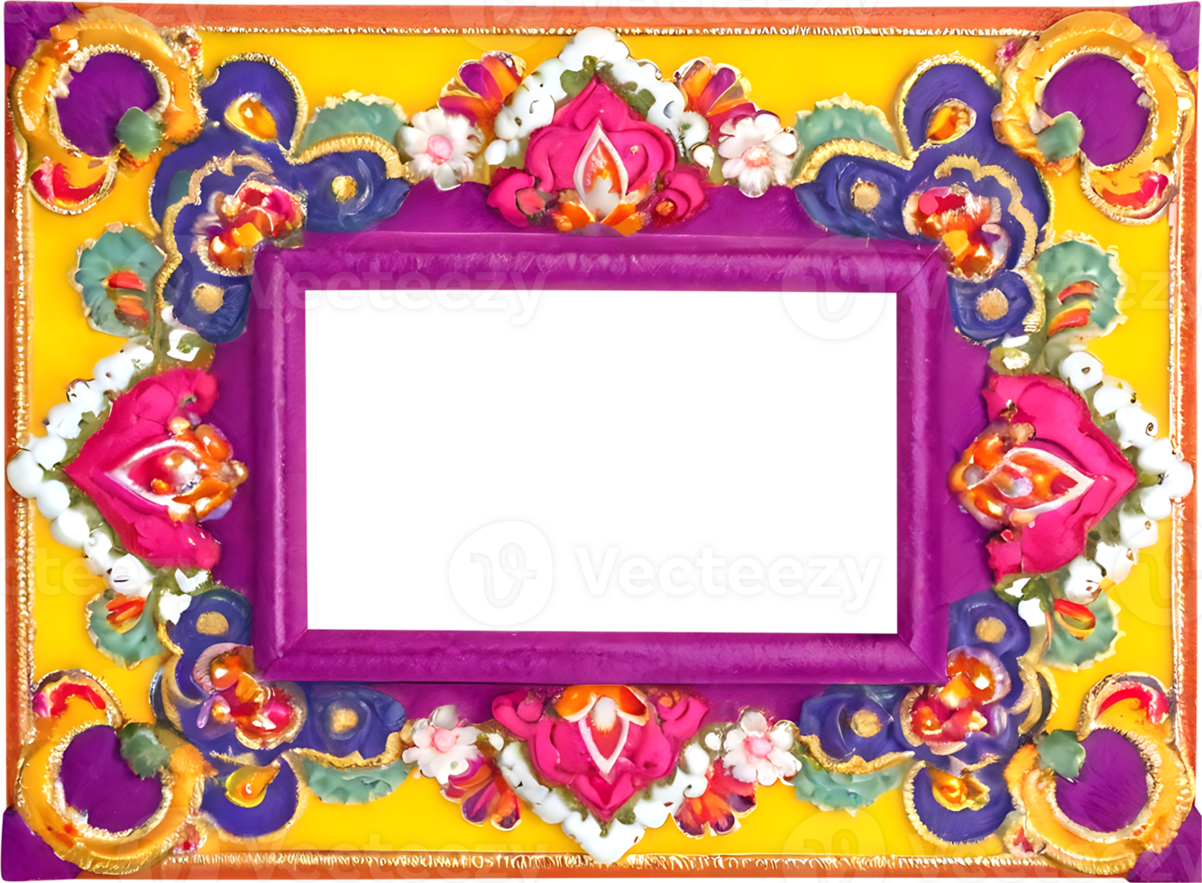 AI generated a colorful frame with a flower design png