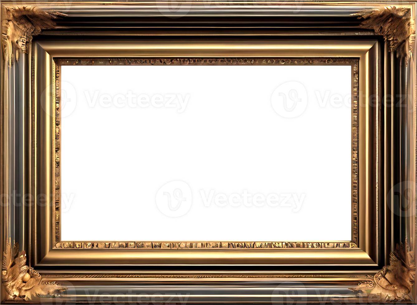 AI generated gold frame with a transparent background png