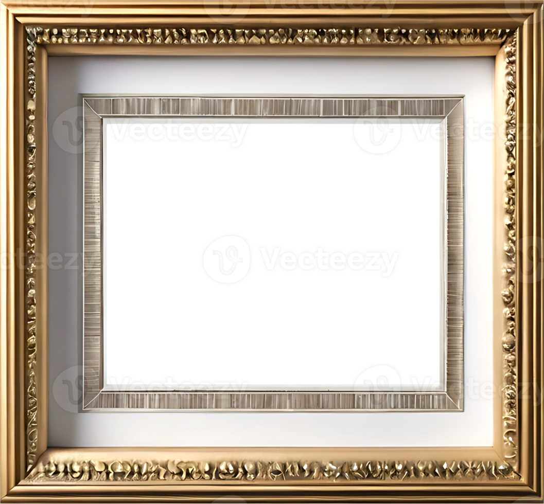 AI generated gold frame with white background png image