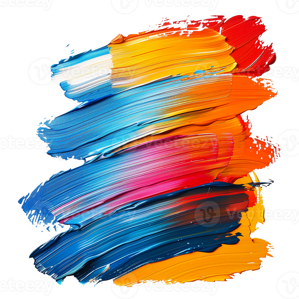 AI generated Colorful acrylic oil paint brush stroke isolated on transparent background. png