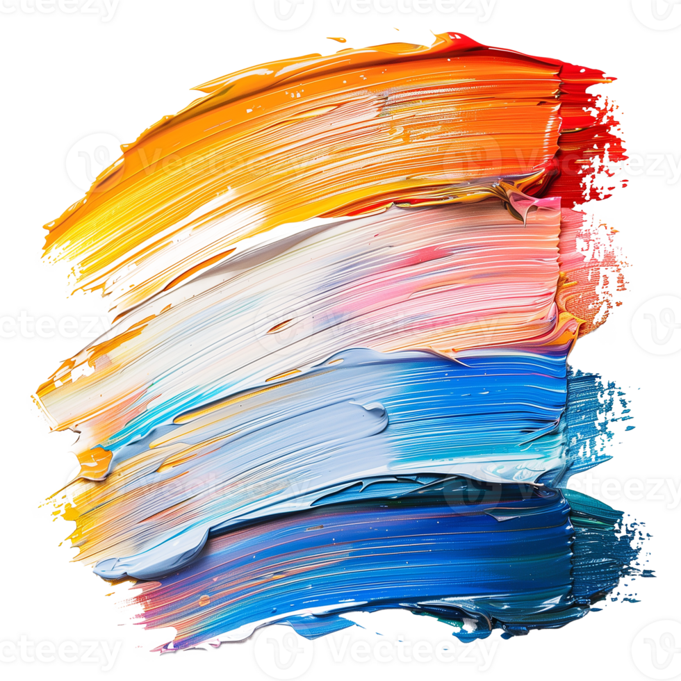 AI generated Colorful acrylic oil paint brush stroke isolated on transparent background. png