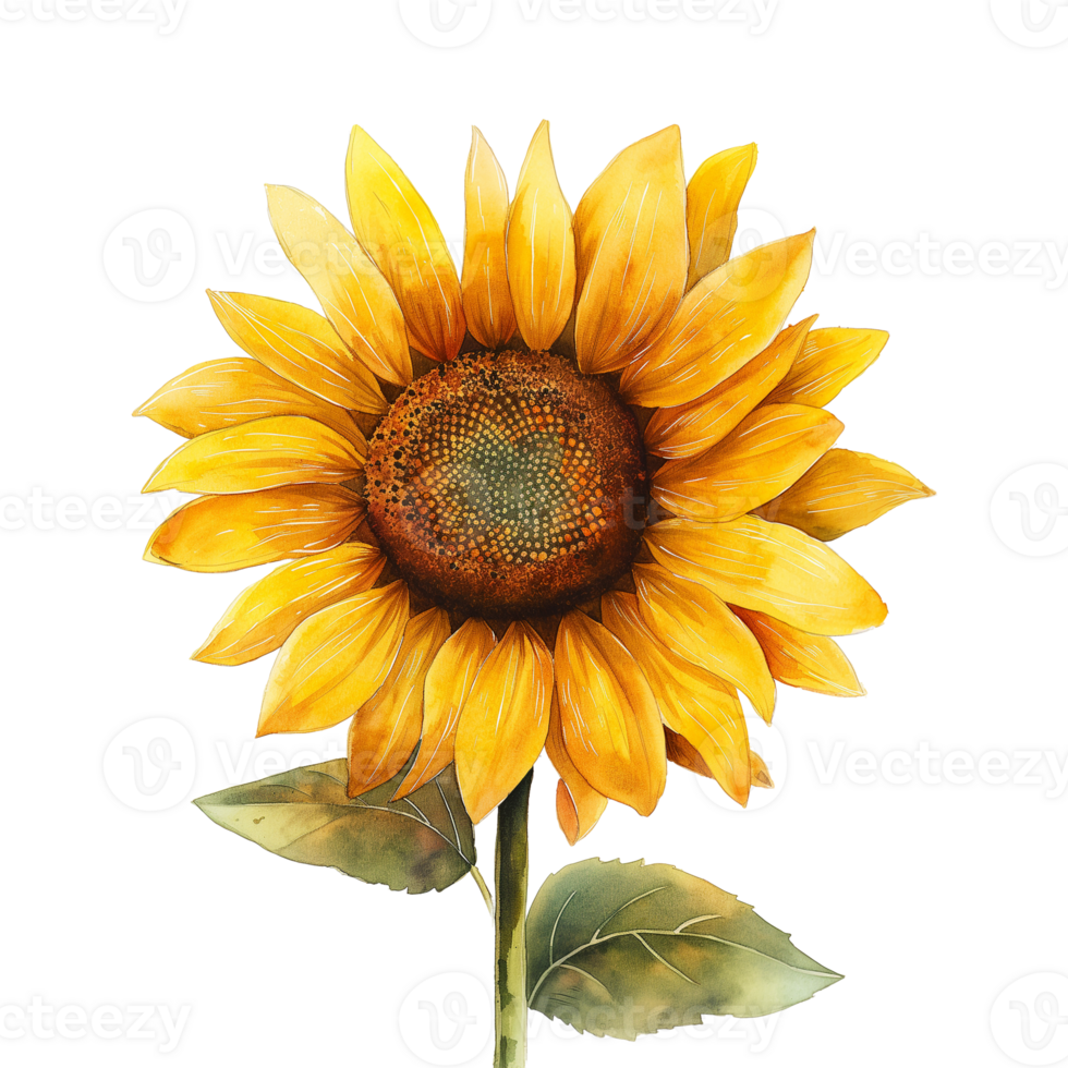 AI generated Watercolor painting of Sunflower isolated on transparent background. png