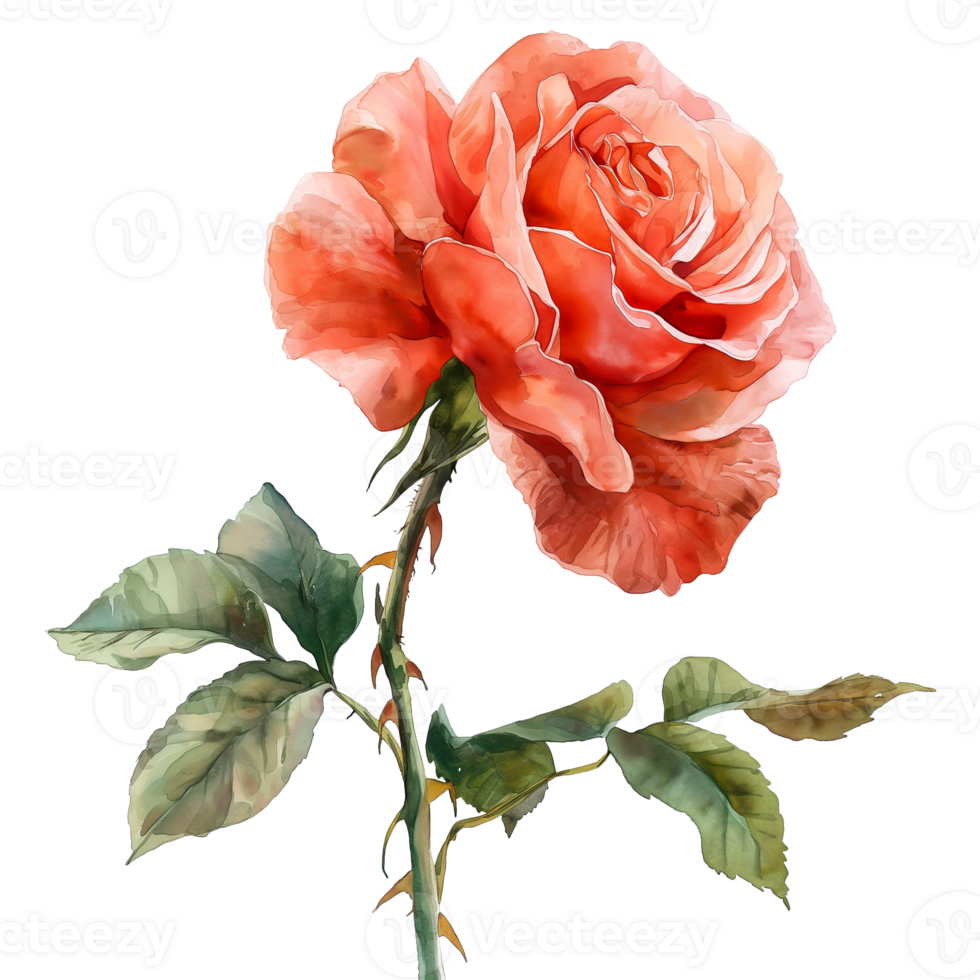 AI generated Watercolor painting of rose flower isolated on transparent background. png