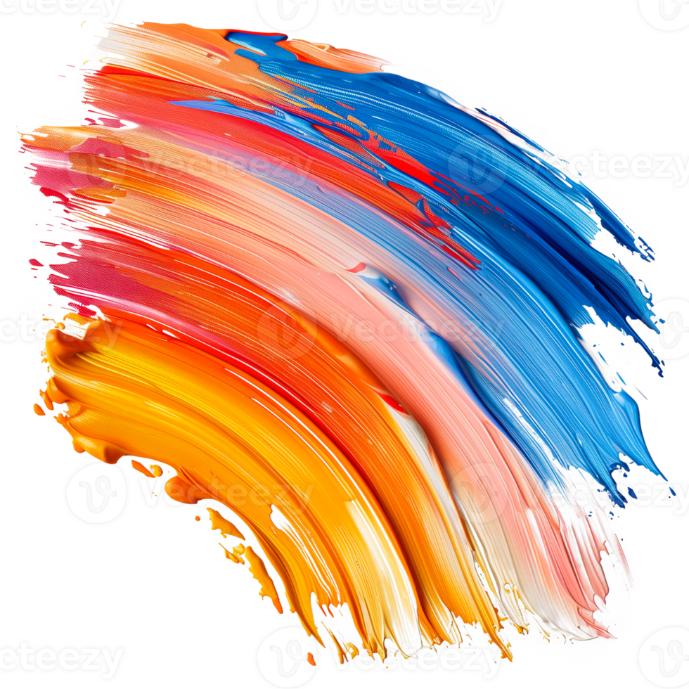 AI generated Colorful acrylic oil paint brush stroke isolated on transparent background. png