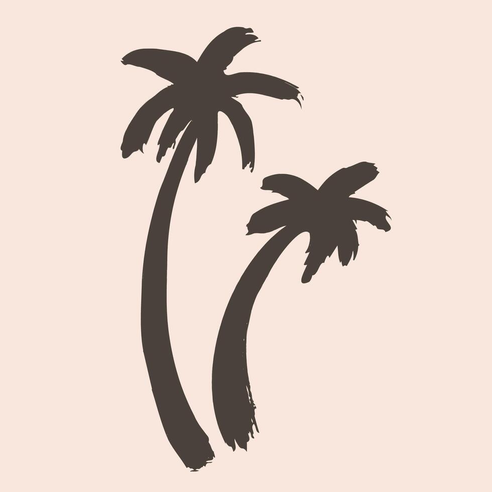 Palm trees ink sketch hand drawn vector illustration on isolated background. Tropical nature grange texture, design element for print, paper, card, poster, logo. Vacation, hobby, tourism
