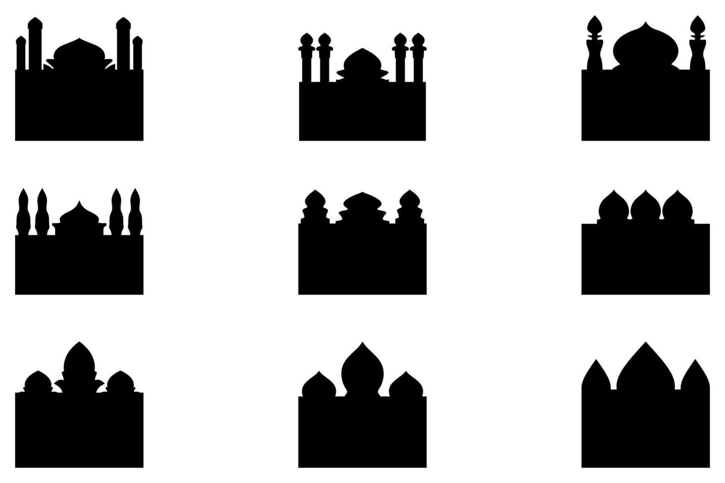 Simple mosque building icon set vector