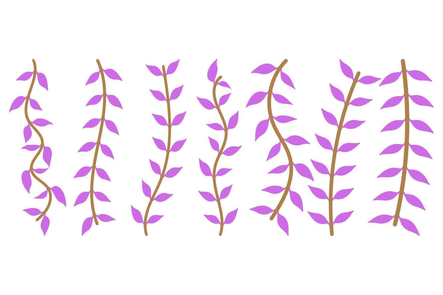 Flower vine icon set. Botanical decoration vector