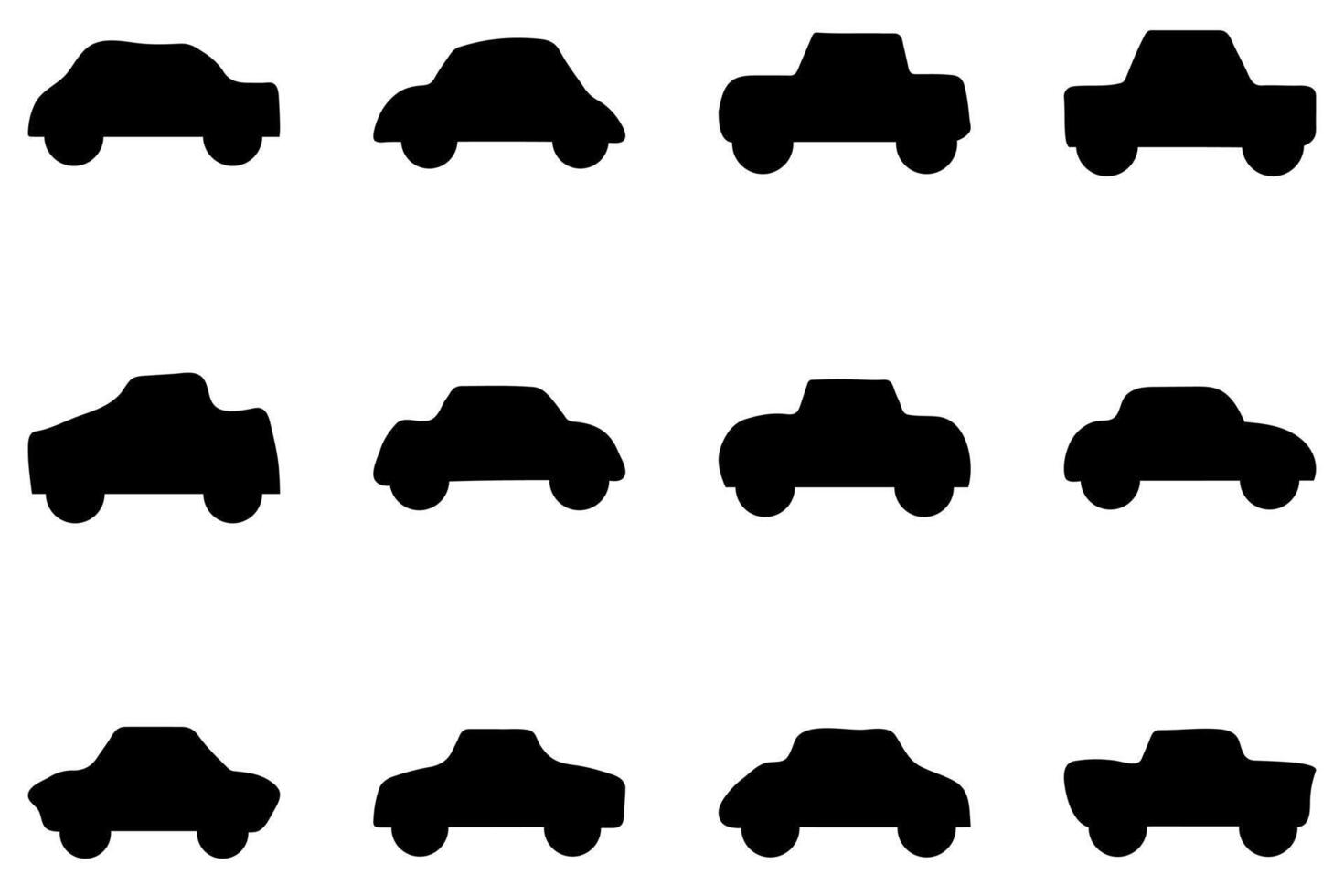Simple cute car doodle icon set. Vector automotive vehicle in flat style