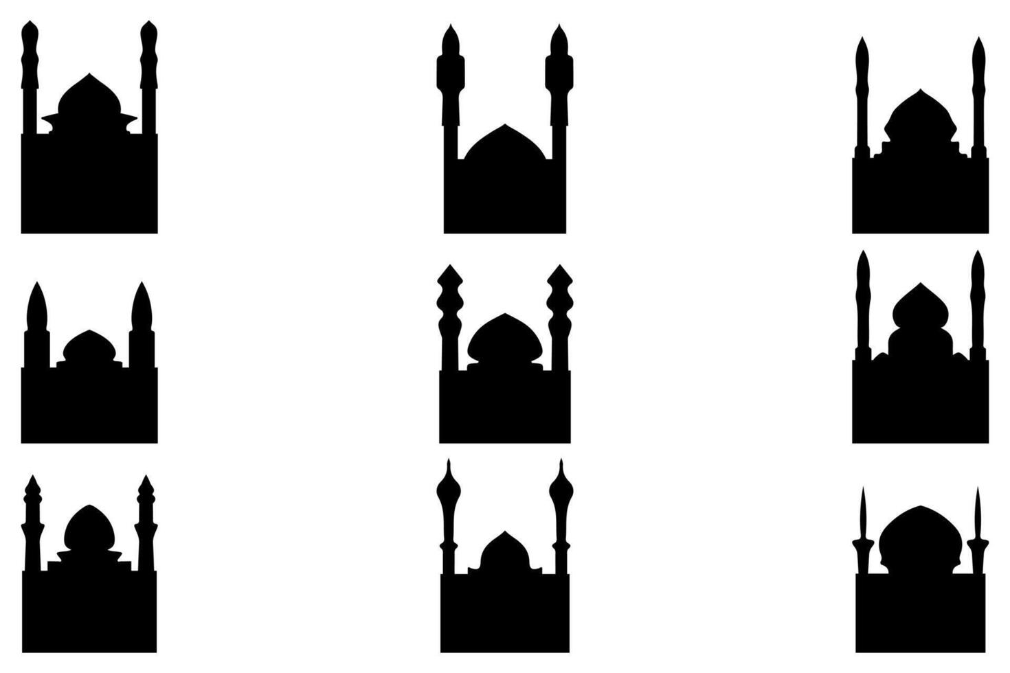 sencillo mezquita edificio icono conjunto vector