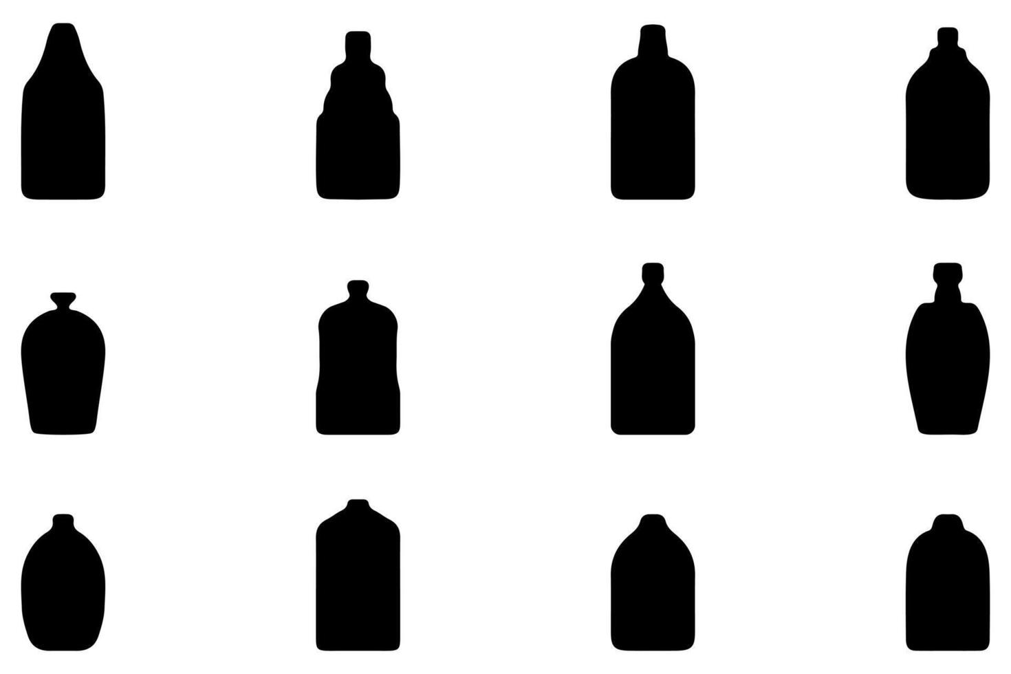 Simple detergent bottle silhouette icon set vector