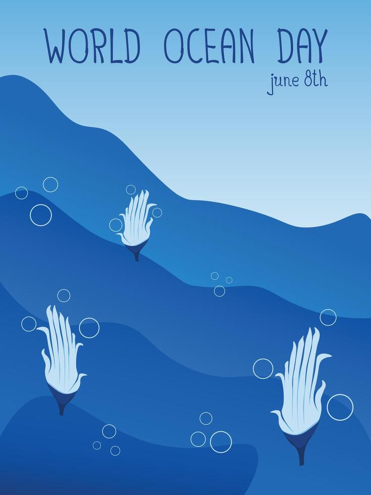 Save World oceans day underwater banner vector