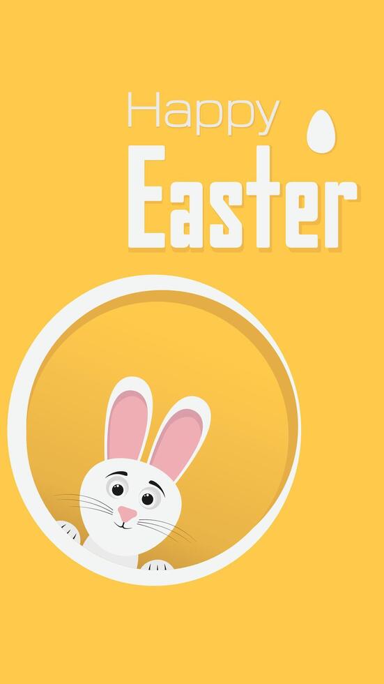 Happy Easter holiday card with easter rabbit and eggs vector