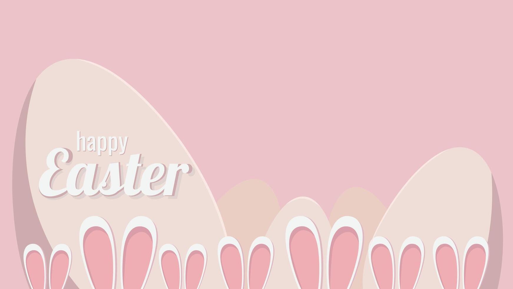 Happy Easter holiday card with easter rabbit and eggs vector