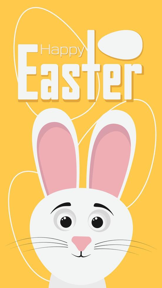 Happy Easter holiday card with easter rabbit and eggs vector