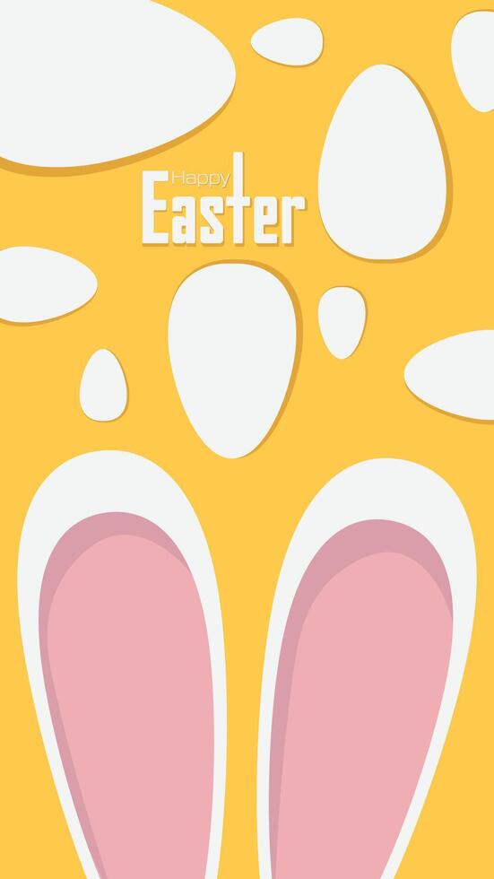 Happy Easter holiday card with easter rabbit and eggs vector