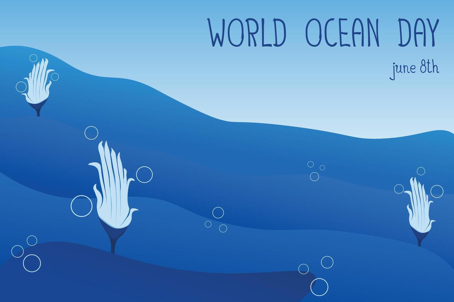 Save World oceans day underwater banner vector
