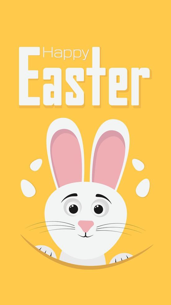 Happy Easter holiday card with easter rabbit and eggs vector