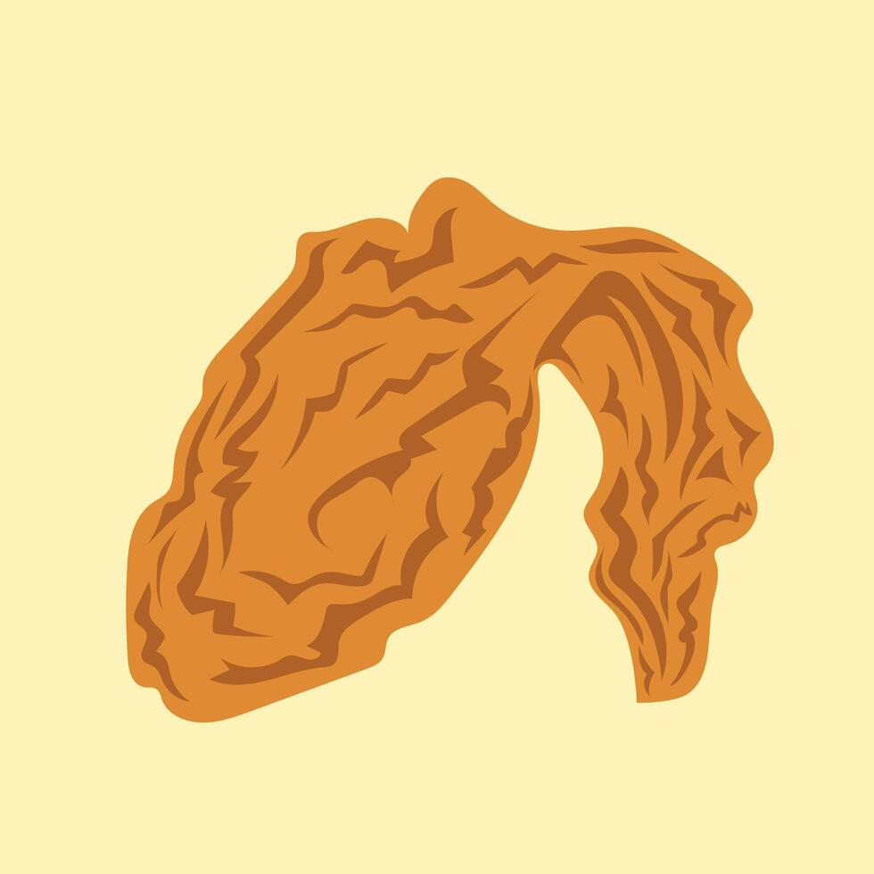 Crispy fried chicken fast food vector illustration isolated on square yellow background. Simple flat cartoon art styled drawing.