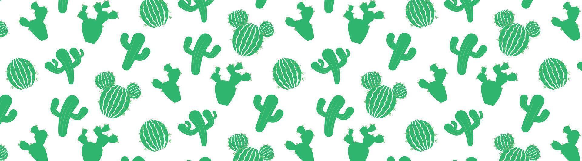 cute green cactus plant seamless pattern background vector