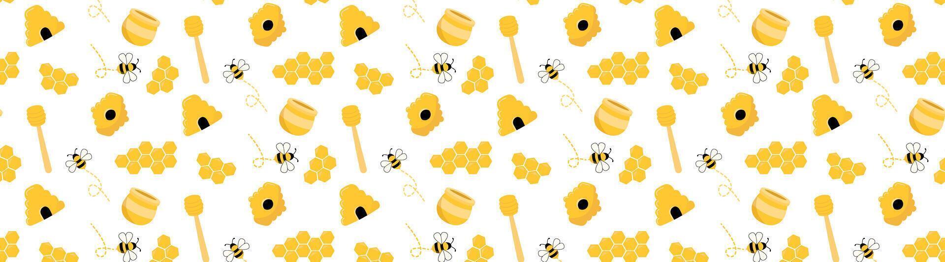 royal jelly, honey bee seamless pattern background vector