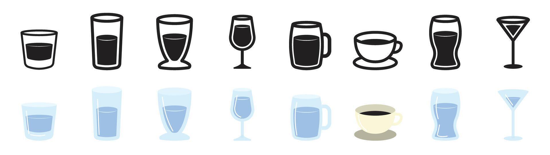 a cup of water glass drink icon symbol, coffee alcohol milk or juice drink vector