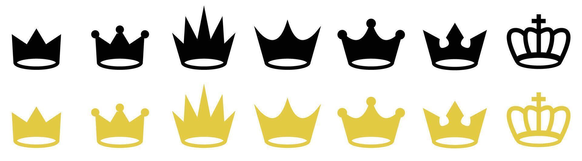 crown icon king and queen symbol golden crown vector