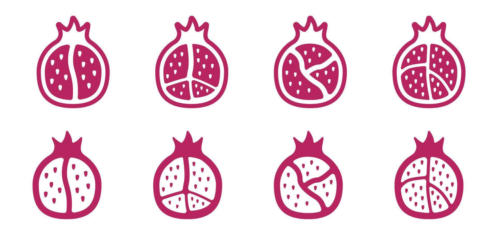pomegranate fruit icon, red color isolated transparent background vector