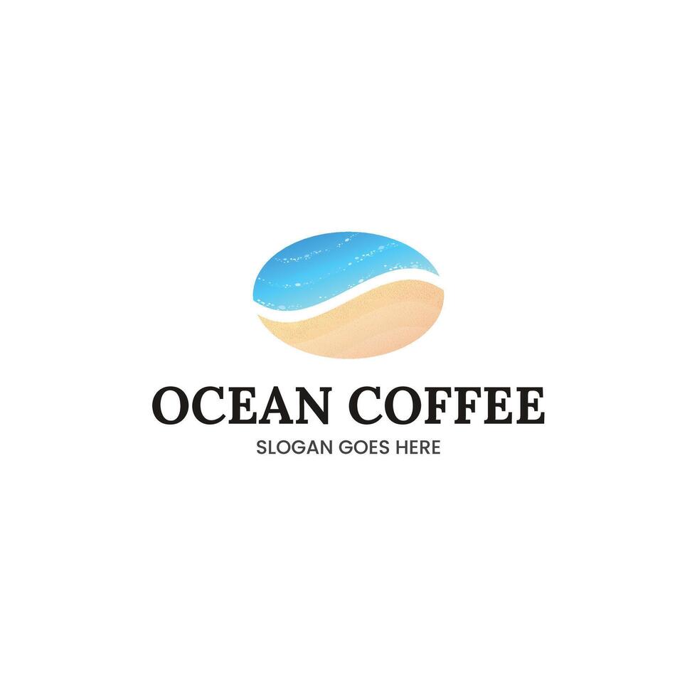 coffee bean and ocean logo concept vector