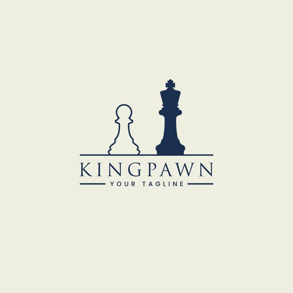 chess sports logo, pawn and king silhouette in retro classic art style vector