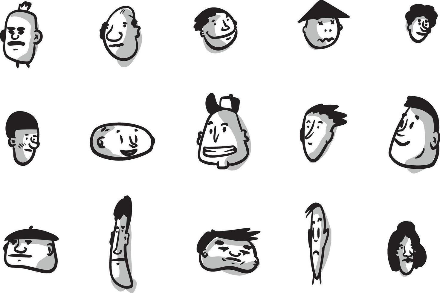 set of various faces with different expressions vector