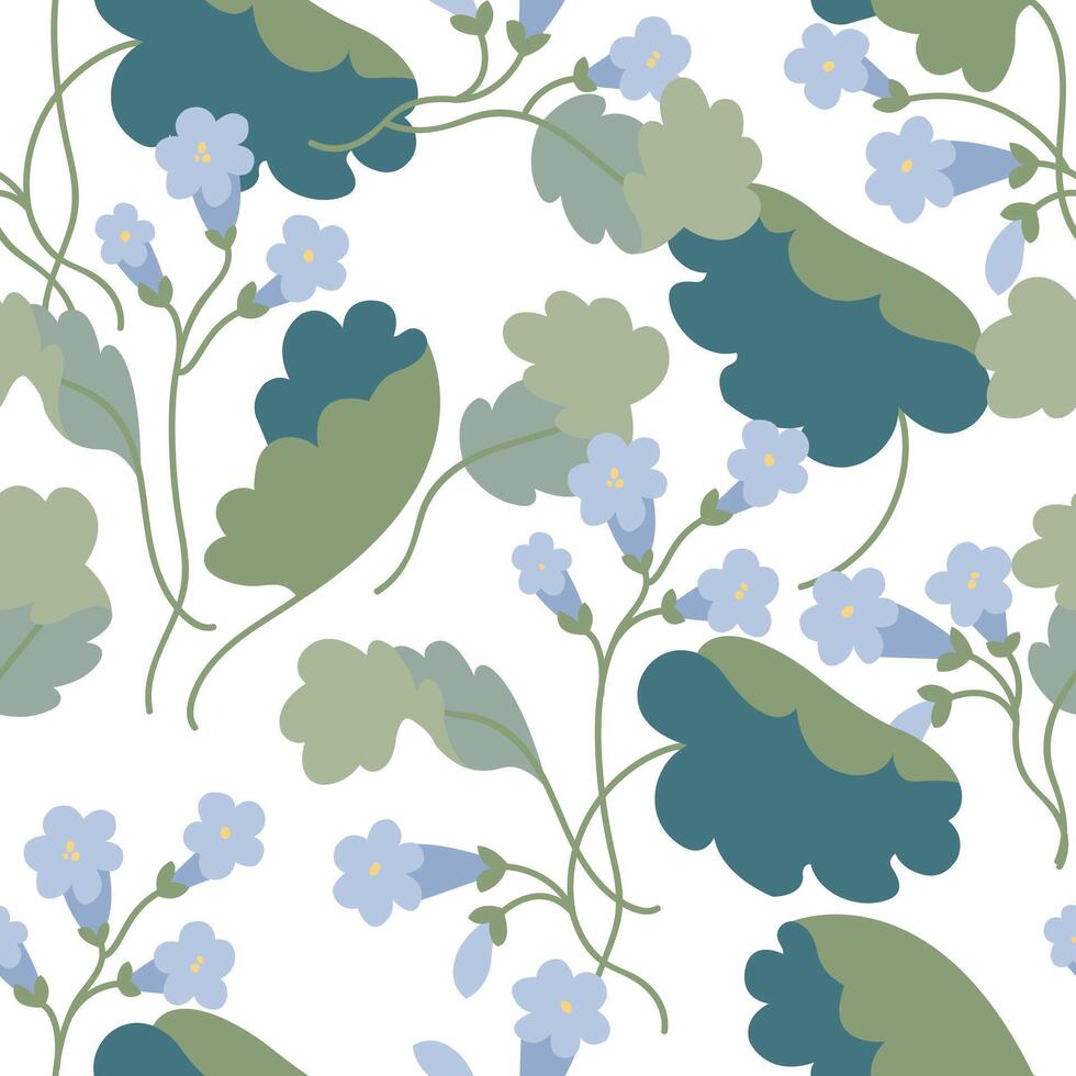 Vintage card with forget me not blossom. Floral wreath. Seamless pattern. Flowers background for cosmetics packaging vector