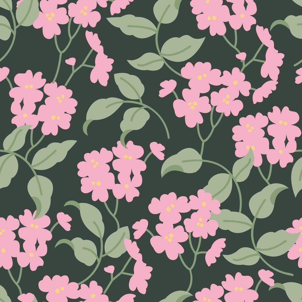 Vintage card with forget me not blossom. Floral wreath. Seamless pattern. Flowers background for cosmetics packaging vector