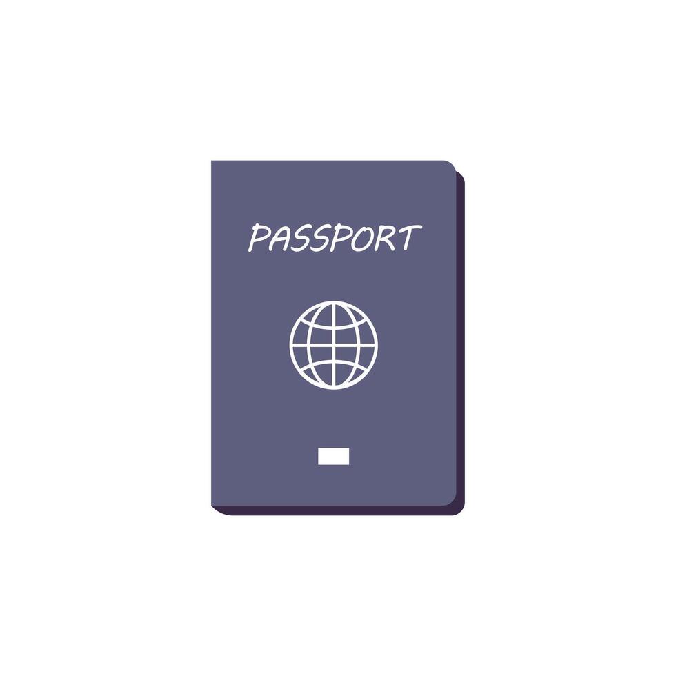 Vector illustration passport template with a blue cover and globe icon isolated on a white background