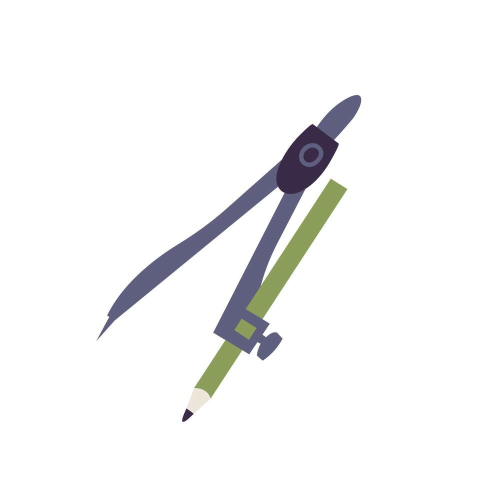 Vector Illustration compass with pencil isolated on a white background