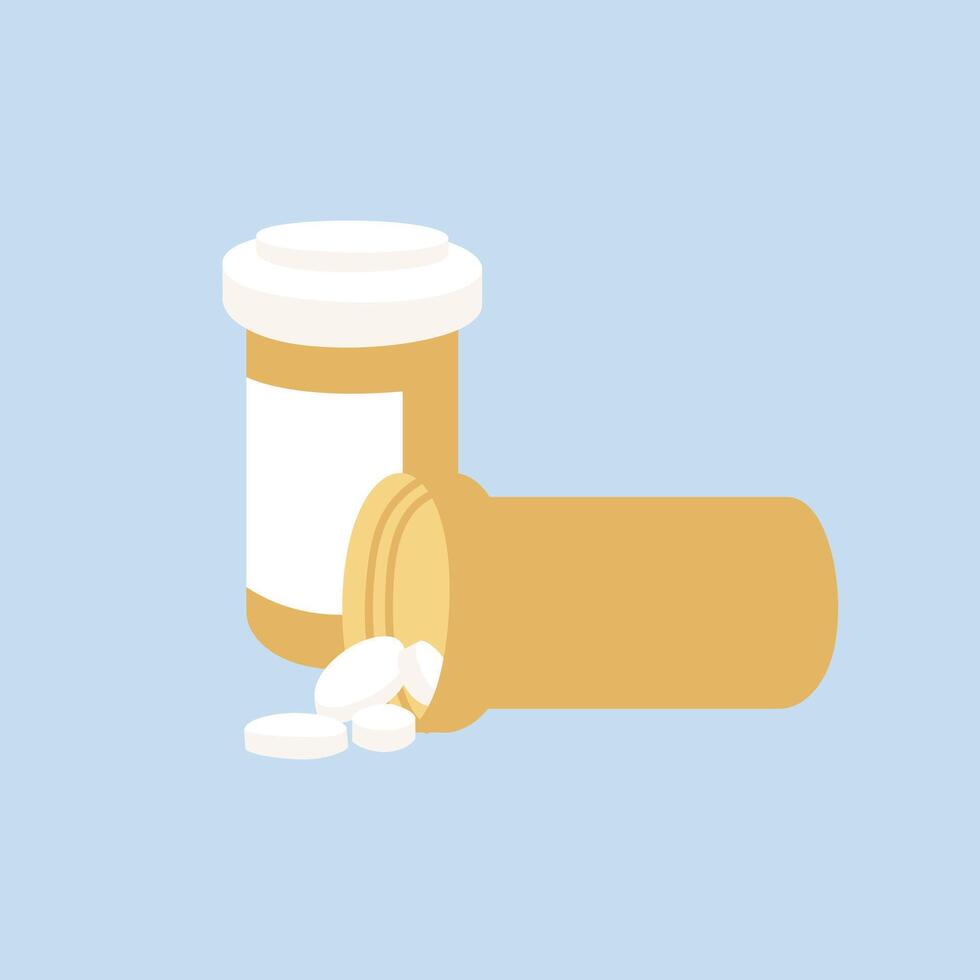 Vector illustration pill bottles. Medical capsules container