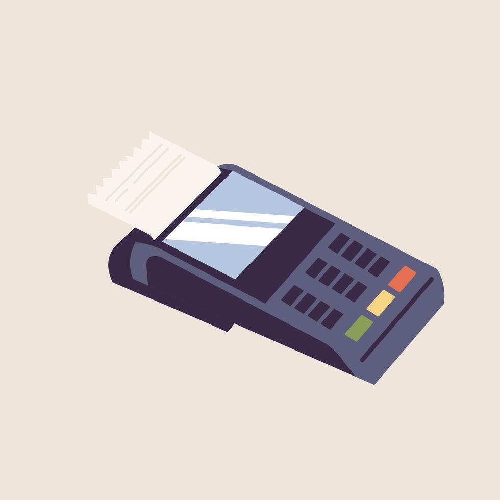 vector ilustración de pos terminal con controlar. inalámbrico electrónico pago y conveniente financiero actas