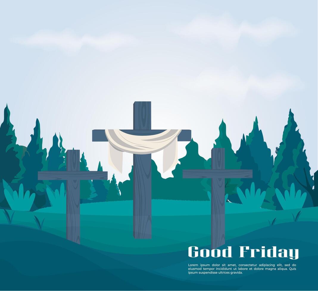 Jesus christian good friday event illustration social media post vector
