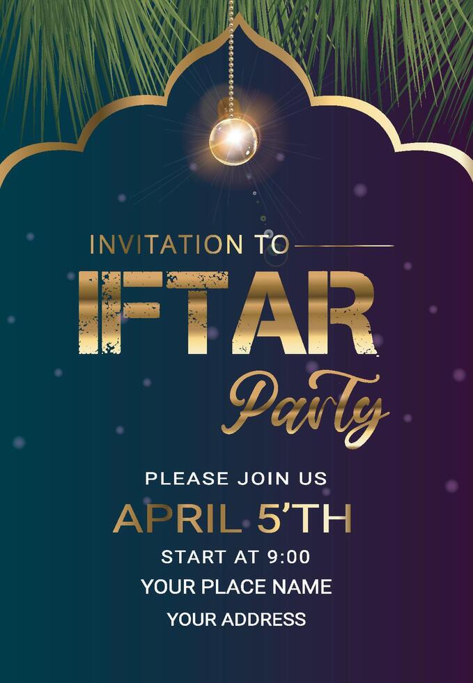 Arabian ramadan event happy iftar party invitation template vector