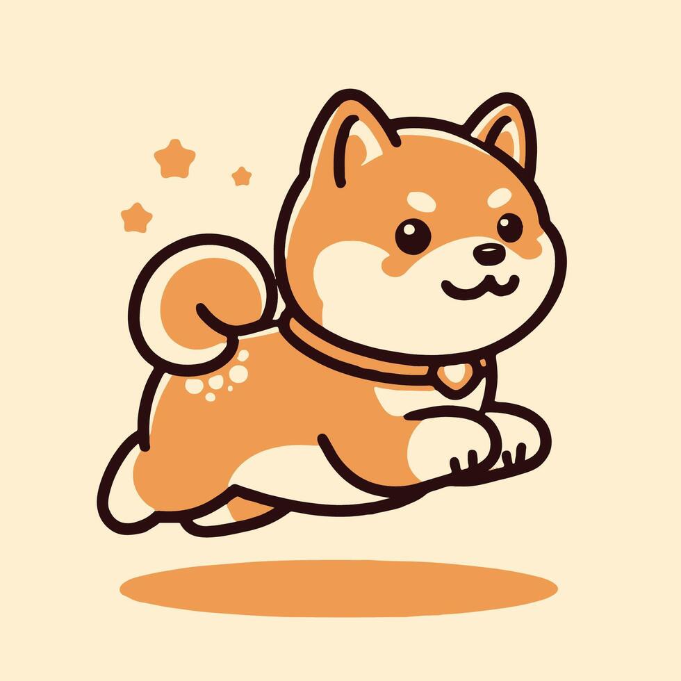 Shiba Inu dog cartoon vector illustration. Cute shiba inu doodle style.