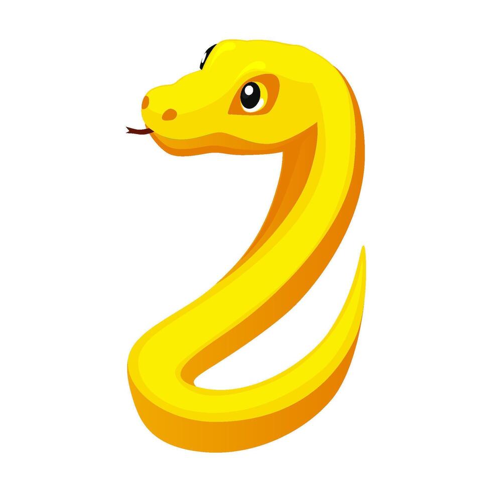 Cartoon golden snake. Cute Chinese sign 2025 snake for calendar decoration or greeting cards. vector