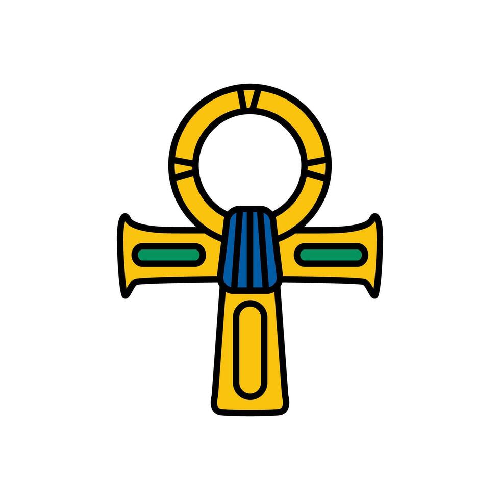 Egyptian cross hieroglyph and symbol, cross Ankh icon. vector