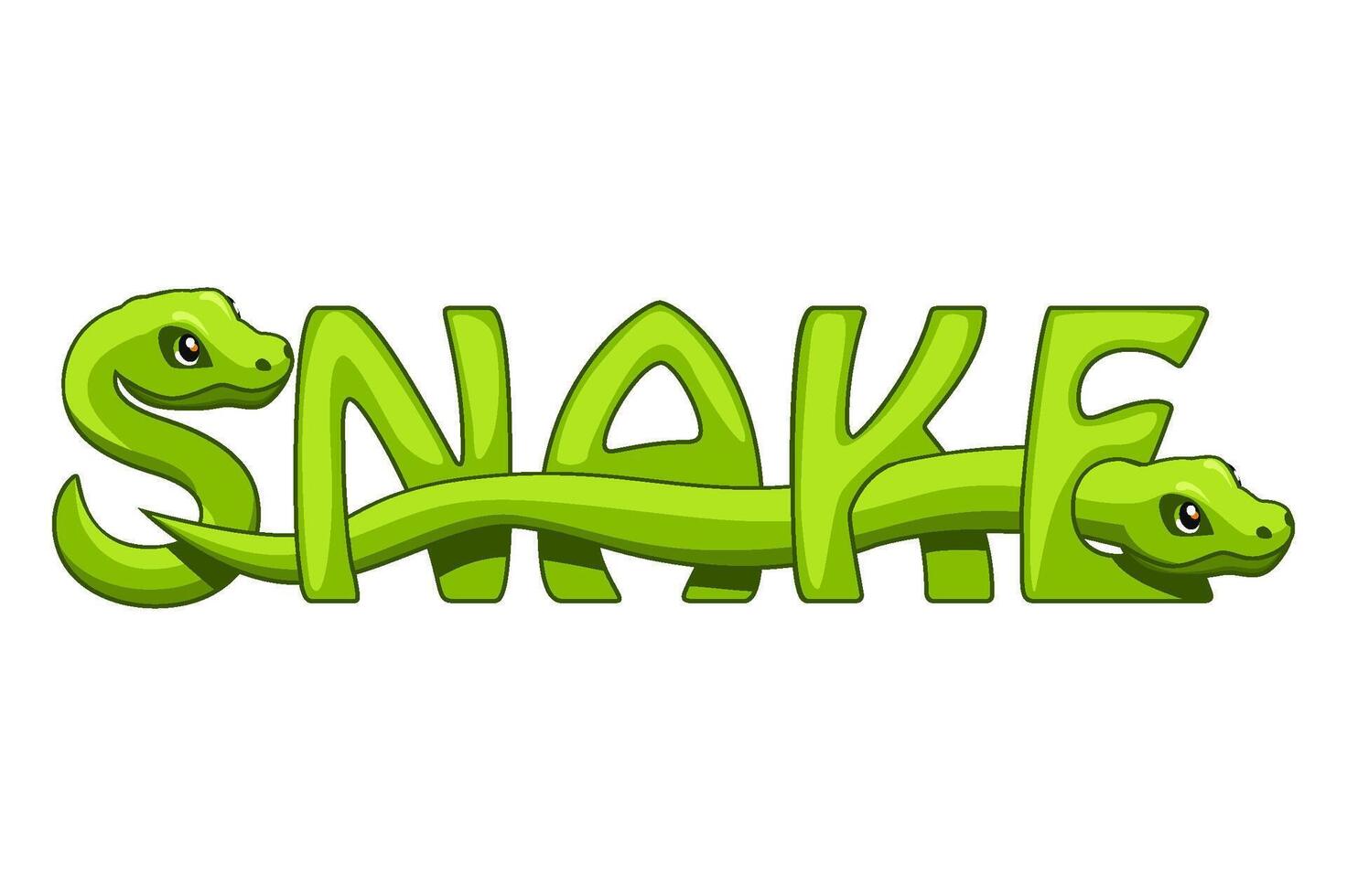 Green Text snake. Symbol new 2025 year. Letter S in snake form vector