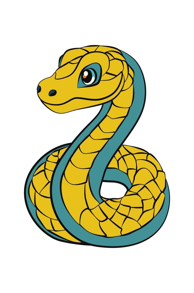 Vector cartoon snake. Illustration of cute Snake.