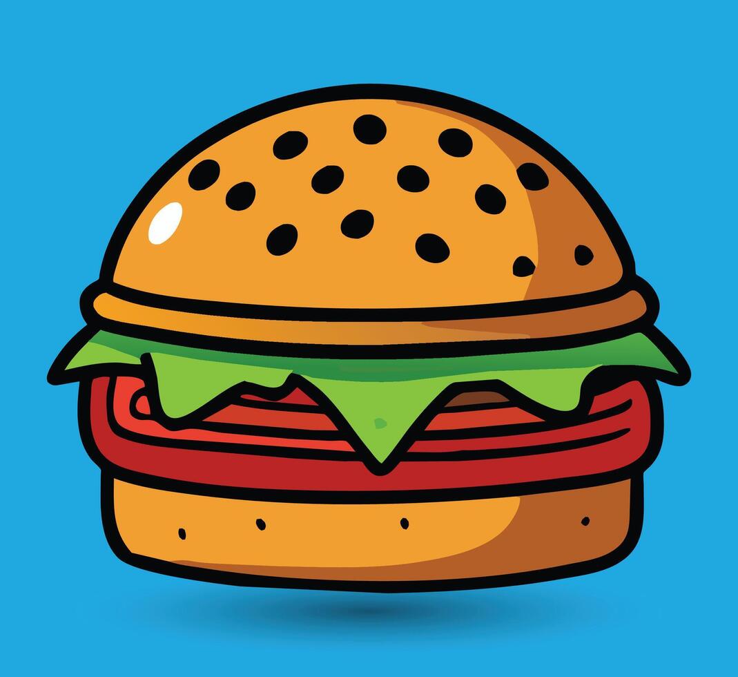 mano dibujado hamburguesa vector ilustración. hamburguesa con jugoso carne de res.