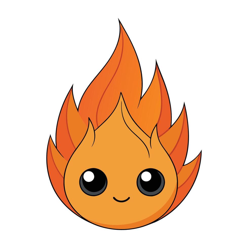 fire flame icon. fire flame cute emoji character isolated on a white background. vector