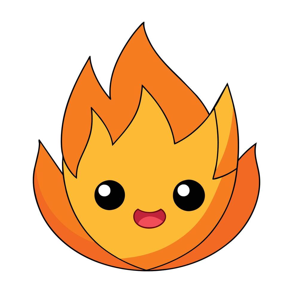 fuego fuego icono. fuego fuego linda emoji personaje aislado en un blanco antecedentes. vector