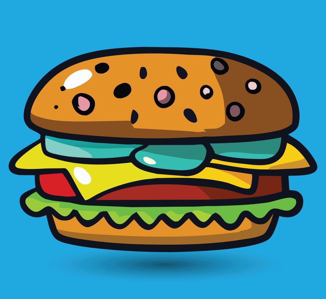 mano dibujado hamburguesa vector ilustración. hamburguesa con jugoso carne de res.